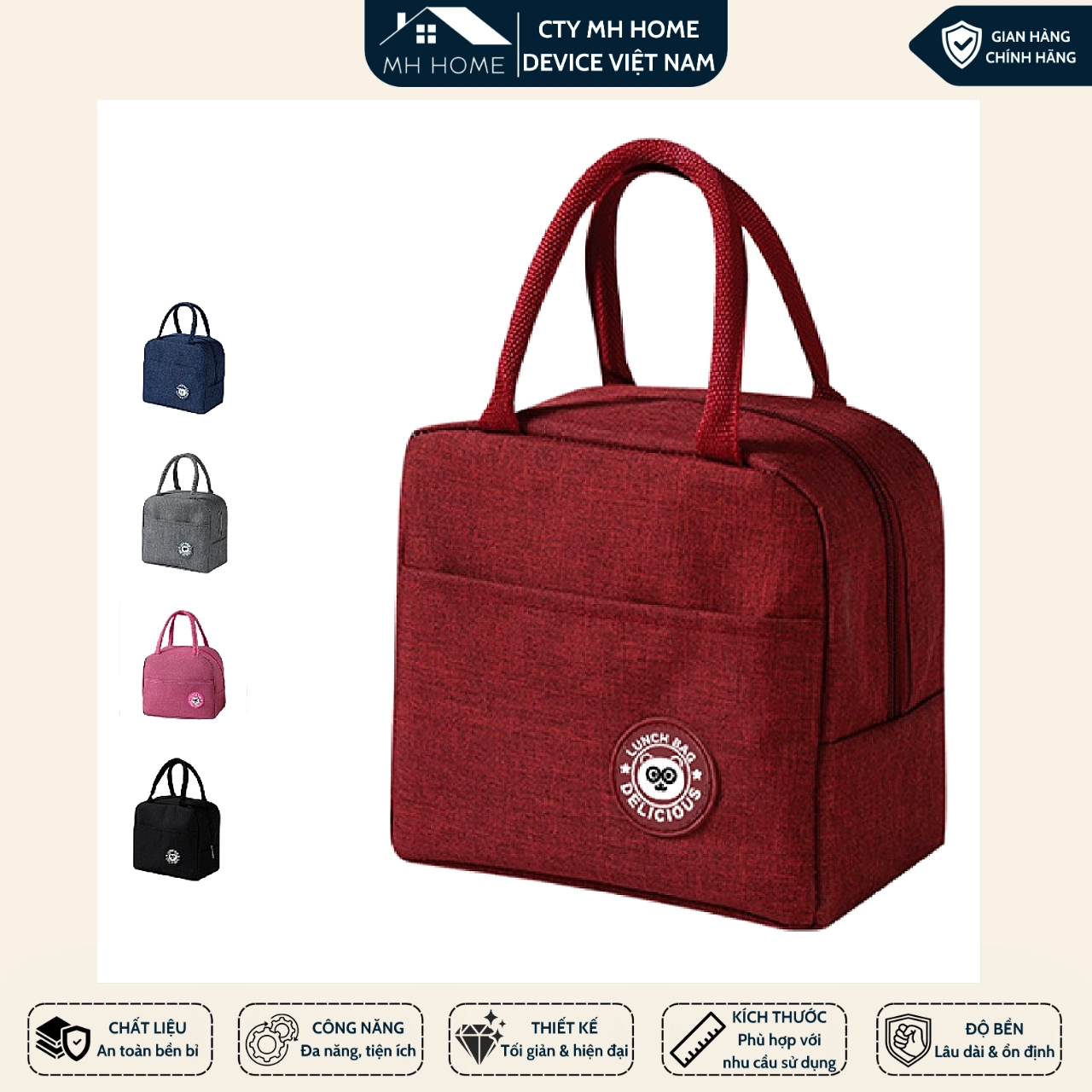 Túi Đựng Hộp Cơm Giữ Nhiệt Cao Cấp Lunch Bag Chống Thấm Nước  CHO DÂN VĂN PHÒNG- MH HOME